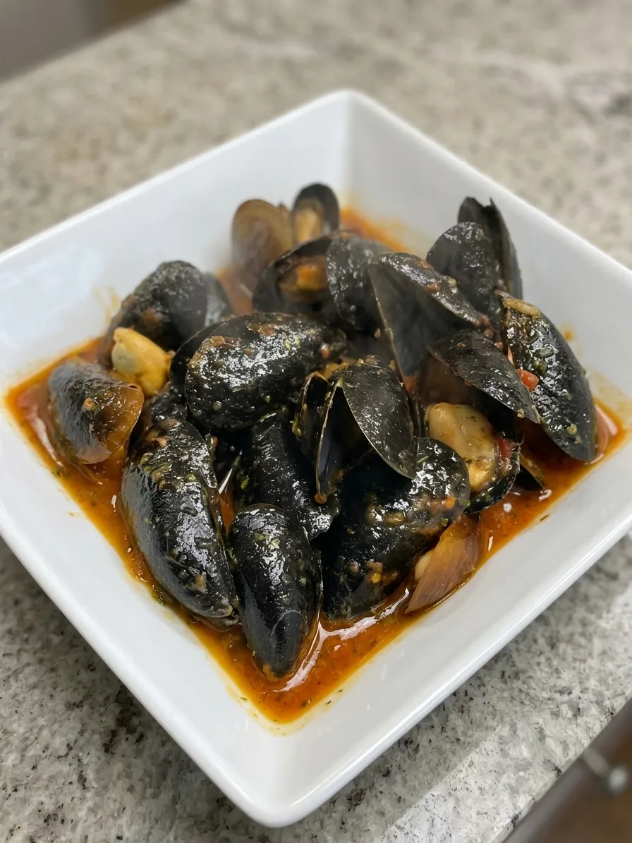 Mussels in white wine and garlic
